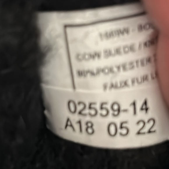 BearPaw Boshie Boot Suede Leather & Knit Black Gray Sherpa lined Woman’s Size 8 - Picture 8 of 9